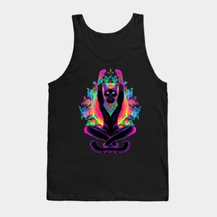 Psychedelic Trippy Hippie Cat Guru  - Positive Vibes Tank Top